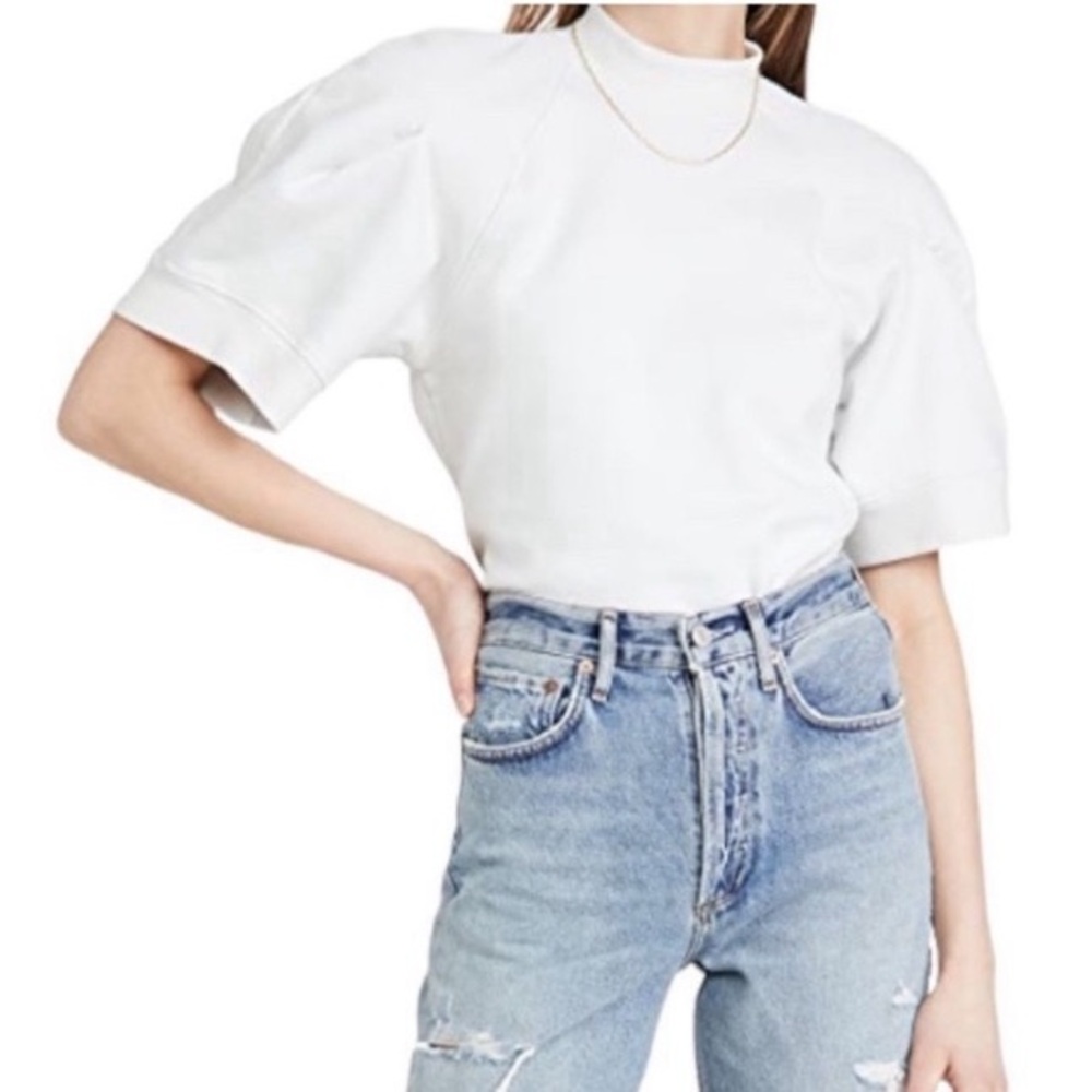 Agolde White Puff Sleeve Sweatshirt